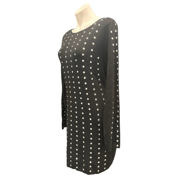 INC International Concepts Black Studded Mini Fitted Dress Long Sleeve Size L - Picture 6 of 10